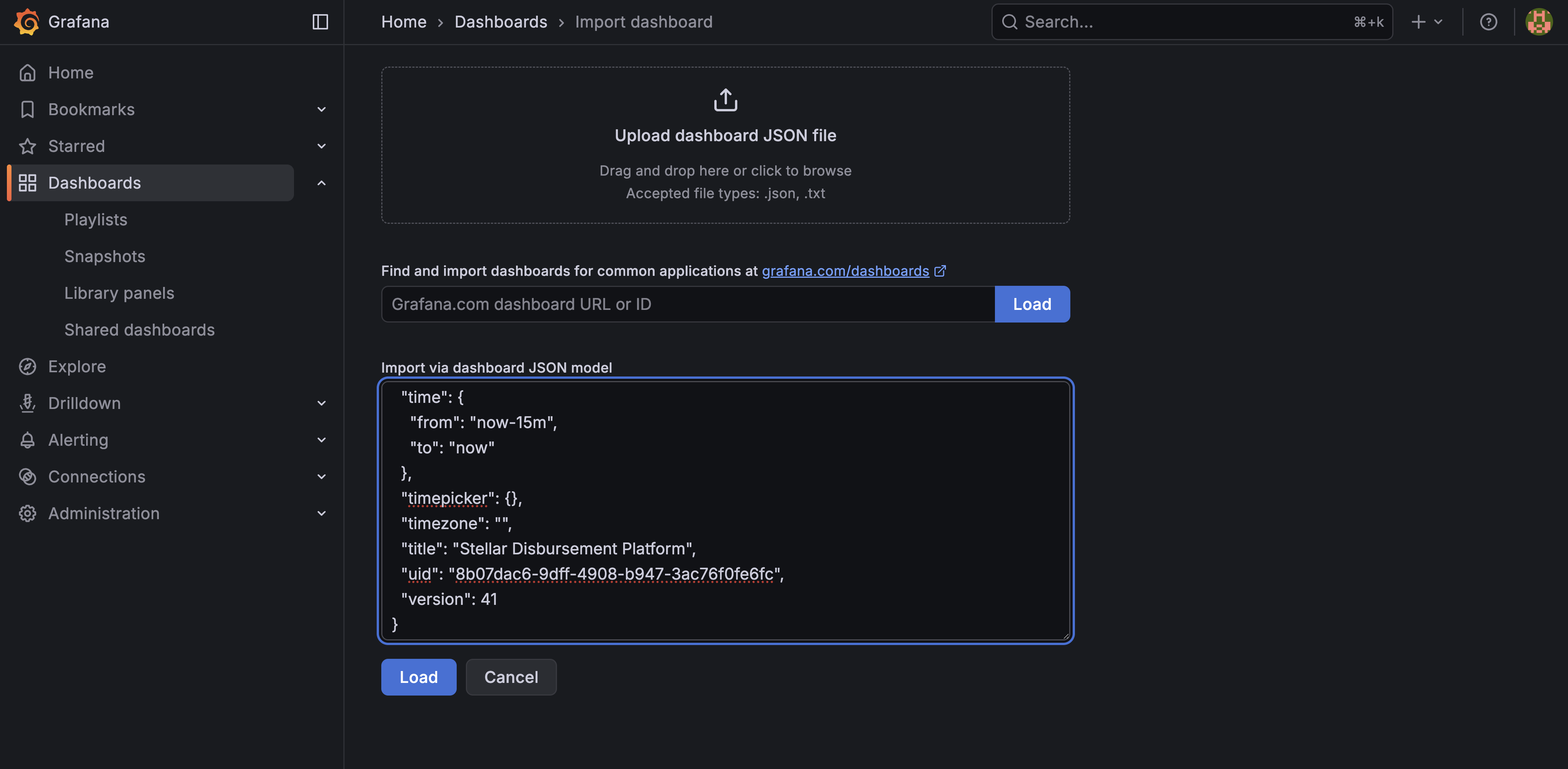 Import Dashboard